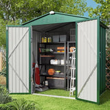Asofer 24.6 Sq.Ft Alloy Steel Garden Shed, Weatherproof Outdoor Utility Shed with Double Lockable Doors, Green