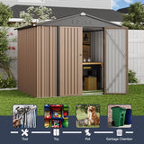 Outdoor Storage Shed 6 x 4（24.6 Sq. ft.）Metal Garden Shed with Double Lockable Doors,for Backyard Patio Lawn-Brown