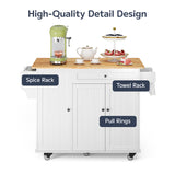 Kitchen Island with Storage, Asofer Multifuctional kitchen island for Kitchen with Drop Leaf, White