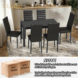 7 Piece Modern Dining Room Sets for Kitchen, Living Room - Black