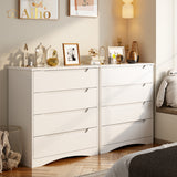 4 Drawer Dresser with Storage and Cut-Out Handles - White