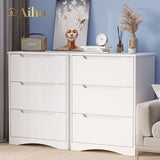 White Dresser with 3 Drawers, Wood Tall Chest, Built-in Handle Drawers for Bedroom, Home, Living Room, Hallway - White