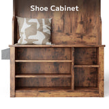 Asofer Modern Hall Tree with Shoe Storage, Front Entryway Furniture, Mudroom Bench with Coat Rack, Retro
