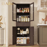 66.9 "H Kitchen Pantry Storage Cabinet with 2 Drawers, 4 Doors , Freestanding Storage Cabinet for Kitchen, Bathroom, Living Room - Brown