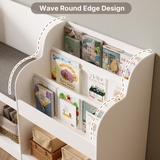 Asofer 66” Kids Toy Organization Cubby Bookcase, 7-Cubbie Bench with Cushion for Children Room Playroom