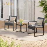 3 Pieces Patio Furniture Set, PE Wicker Modern Conversation Black Set with Tea Table for Home, Lawn, Balcony and Bistro - Gray