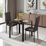 Dining Table Set for 2,Lofka 3 Piece Small Kitchen set with PU Upholstered Chairs for Saving Small Spaces,Apartments,Studio Living,Black