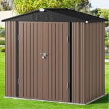 6' x 4' Metal Outdoor Storage Shed with Double Lockable Doors - Light Brown