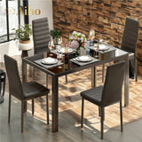 5 Piece Modern Dining Room Sets for Kitchen, Living Room - Black