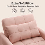 Cloud Corduroy Accent Chair, Deep Memory Foam Seat with Washable Zipper Cover & Arm Pillow, Modern Leisure Single Sofa for Living Room Bedroom Balcony, Orange