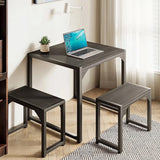 Lofka Dining Table Set for 2,3 Pieces Kitchen Table Set with Hardwood Table & Benches for Breakfast Time,Apartment,Saving Small Space,Black