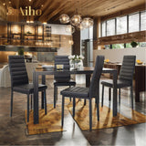 5 Piece Modern Dining Room Sets for Kitchen, Living Room - Black