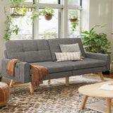 70 "L Futon, Couches and Sofas with Soft Armrest and 3 Comfortable Pillows - Deep Gray