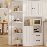 Aiho Double Door Cabinet and Three Drawers, White