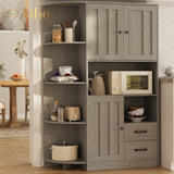 Double Door Cabinet and Three Drawers, Gray