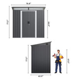 Asofer 6x4 FT Outdoor Metal Storage Shed, Heavy-Duty Steel Utility Tool Shed with Lockable Door, All-Weather Waterproof Organizer for Backyard Garden Patio, Black