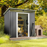 Asofer 6'x4' Steel Storage Shed, Lockable Ventilated Outdoor Tool Shed, Heavy Duty All-Weather Metal Shed for Outdoor Use, Dark Gray