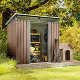 6'x4'ft Metal Shed , Asofer Outdoor Storage Shed with Transparent Panel Window for Garden, Dark Gray