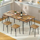 Dining Table Set for 4 to 6 Seaters, 63” Extendable Kitchen Table Set with Chairs