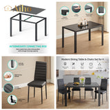 5 Piece Modern Dining Room Sets for Kitchen, Living Room - Black