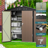 6' x 4' Metal Outdoor Storage Shed with Double Lockable Doors - Light Brown