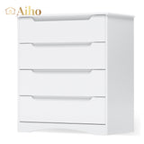 32" H 4 Drawer Dresser with Storage and Handles - White