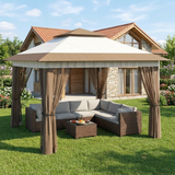 Patio Furniture Set - Includes 7 PCS Wicker Sectional sofa & 11x11 Pop Up Gazebo, 121 Square feet of Shade