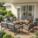 Patio Furniture Set on Sale, Outdoor Rocking Chair Set with Soft Cushion & Coffee Table for Backyard, Poolside Porch, Gray