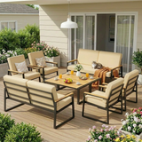 Patio Furniture Set on Sale, Outdoor Conversation Set with Soft Cushion & Coffee Table for Backyard, Poolside Porch, Beige