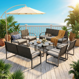 Patio Furniture Set on Sale, Outdoor Conversation Set with Rattan Chair & Coffee Table for Backyard, Poolside Porch, Gray