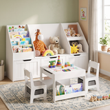 Asofer Kids Activity Table Set and Separate Storage Cabinet, Playroom Toy Organizer Furniture