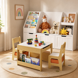 Asofer Multi-Function Kids Play Activity Table with Storage Cabinet, Children Playroom Furniture
