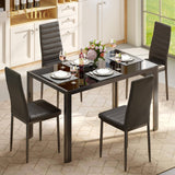 5 Piece Modern Dining Room Sets for Kitchen, Living Room - Black
