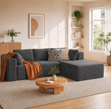 Sectional Sofa, Asofer 105" Modular L-Shape Couch for Living Room, Boneless Sofa with Chaise, High Resilience Foam & Corduroy Fabric, No Assembly, Dark gray (Right Facing Chaise)