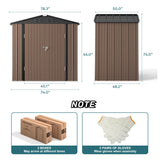 6' x 4' Metal Outdoor Storage Shed with Double Lockable Doors - Light Brown