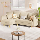 68" L Convertible Sofa, L-shaped Sofa with 4 Comfortable Pillows for Living Room, Apartment, Studio, Office - Beige