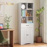 5 Shelf Bookcase with Doors - White