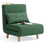 Convertible Chair Bed Futon Sofa with Adjustable Backrest, Accent Chair for Apartment, Bedroom, Office - Green