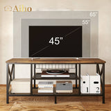 Aiho Mid-Century Wooden TV Stand for TVs up to 65" with Open Storage Shelves and Metal Frame - Retro