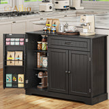 Kitchen Pantry Cabinet with Doors and Shelves, Coffee Bar Cabinet with Storage, Sideboard Buffet Cabinet for Kitchen, Dining Room, Living Room - Black