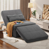Noelse Sleeper Chair Bed 4 in 1 Sofa Bed, Convertible Chair Assembly-Free Folding Ottoman with Adjustable Backrest and Pillow for Living Room, Office, Dark Gray