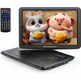 Portable DVD Player with 15.5" HD Swivel Screen, 5 Hours Rechargeable Baterry,Car DVD Player Gift for Kids, Support USB/SD/AV/Audio/Gamepad,Black