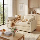 75'' Cloud Couches for Living Room Noelse 2 Seater Sofa Set Breathable Comfy Corduroy Love Seat Couches with Double Layer Upholstered Seat Cushion for Living Room Bedroom and Apartment, Beige