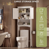 Over The Toilet Storage Cabinet with Adjustable Shelf and Double Doors - Brown