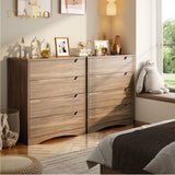 Dresser with 4 Drawers, Wood Tall Chest, Built-in Handle Drawers for Bedroom, Home, Living Room, Hallway - Brown