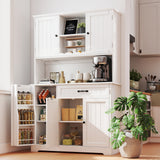 Noelse 67.7" Kitchen Hutch Cabinet with 5 Doors and 14 Shelves, Large Wooden Kitchen Pantry Storage Cabinet with Drawer, Tall Coffee Bar for Dining Room