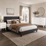 Asofer Modern 4 Pieces Bedroom Furniture Set, Includes Queen Bed Frame, 2 Nightstands,6-Drawer Dresser