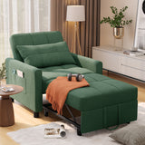 Asofer Sofa Bed Chair, 3 in 1 Convertible Futon Couch, Adjustable Backrest, Breathable and easy to clean, Green