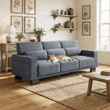 Asofer 89" 3 Seater Sofa Couch, Comfy Extra Deep Seat with Upholstered 3 Pillows for Living Room, Apartment,Dark Gray