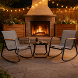 Lofka 3 Pieces Patio Bistro Set , Outdoor Furniture Set with Coffee Table for Garden|Balcony|Porch,Gray